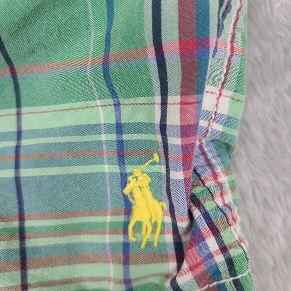 Polo Ralph Lauren Swim Trunks Men's Large Green Plaid Mesh Board Short Vintage - Picture 10 of 11